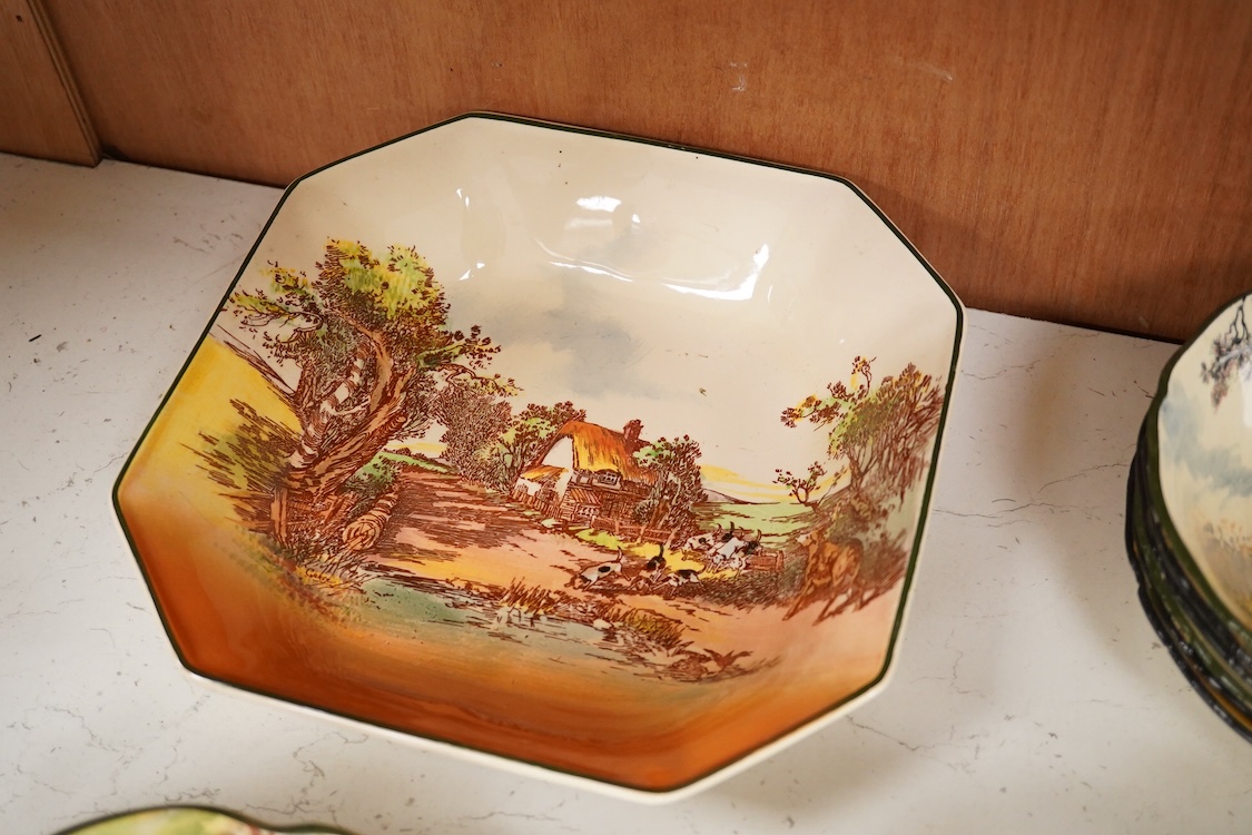 A collection of Royal Doulton Series ware bowls, a tray, cup etc